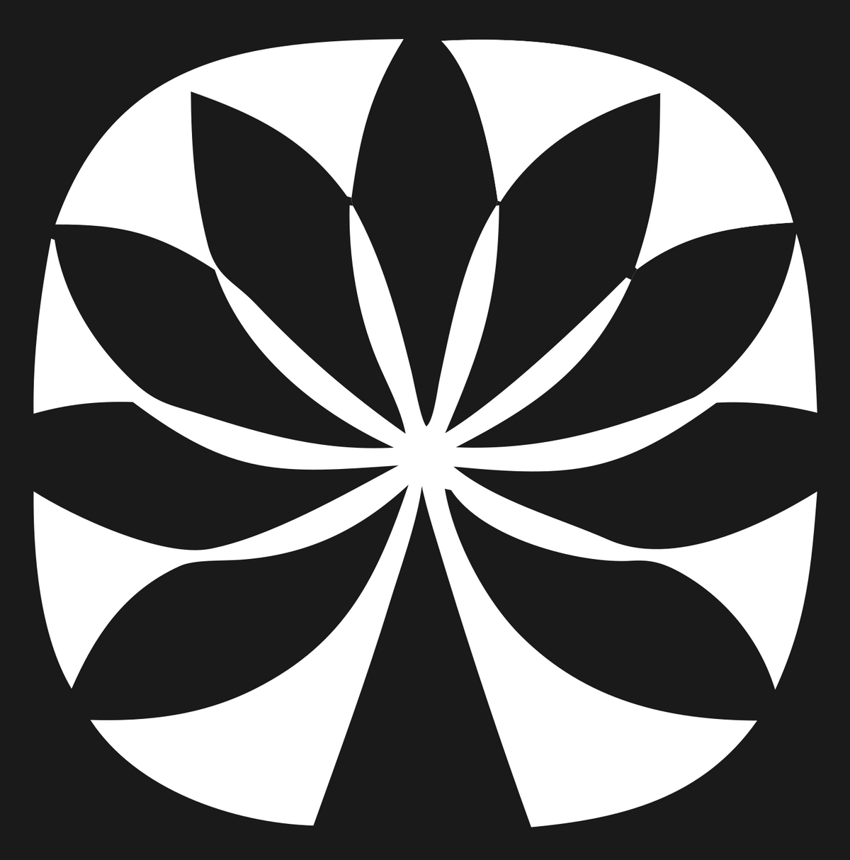 Negative Space Spinning Petal Lotus Icon #1a1a1a/#ffffff