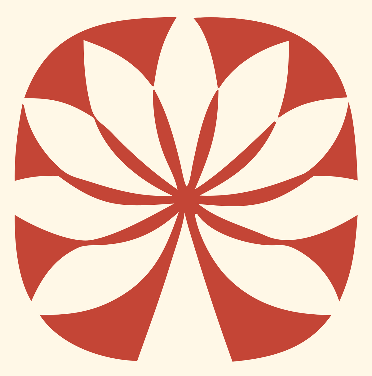 Negative Space Spinning Petal Lotus Icon #fff8e7/#c44536