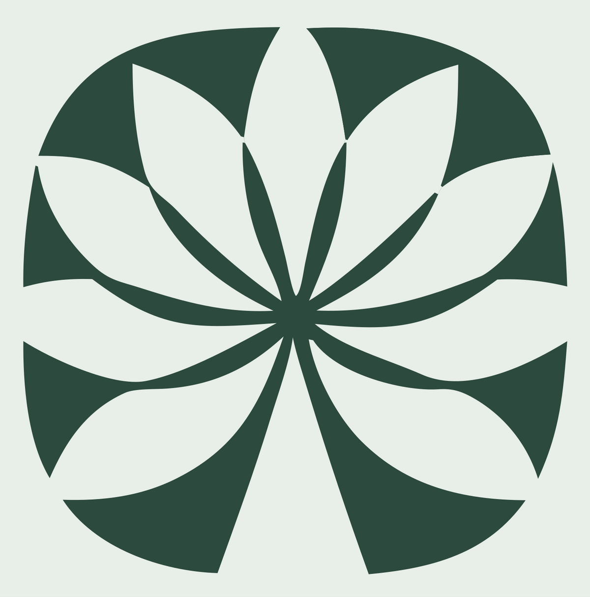 Negative Space Spinning Petal Lotus Icon #e8efe9/#2d4a3e