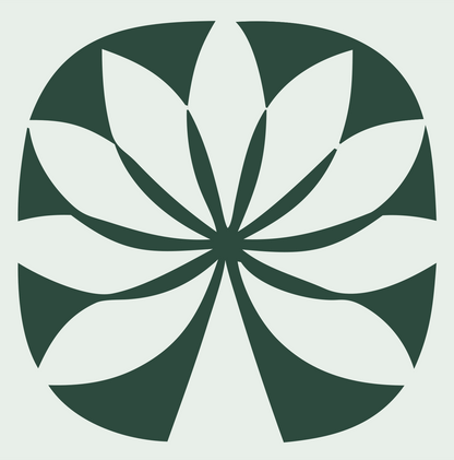 Negative Space Spinning Petal Lotus Icon #e8efe9/#2d4a3e