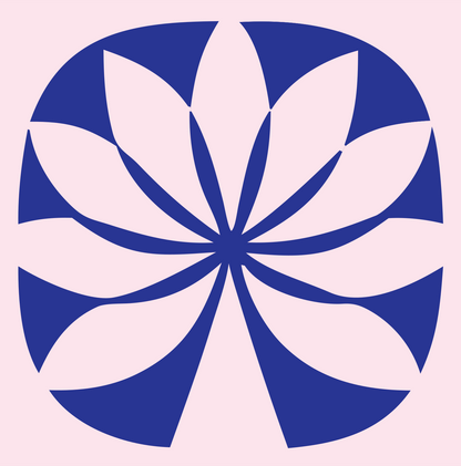 Negative Space Spinning Petal Lotus Icon #fce4ec/#283593