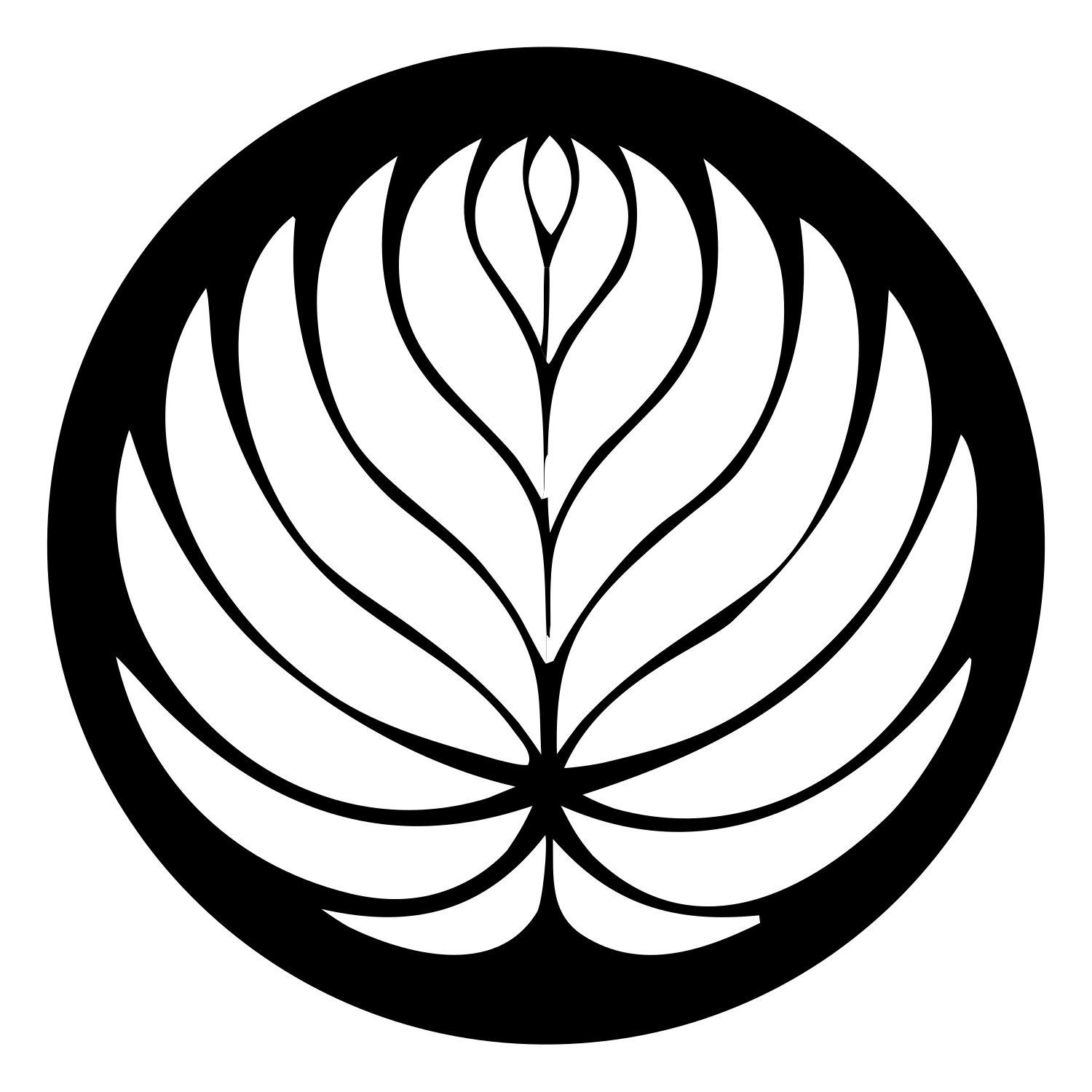 Negative Space Veined Leaf Lotus Emblem #ffffff/#000000