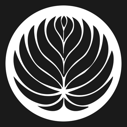 Negative Space Veined Leaf Lotus Emblem #1a1a1a/#ffffff