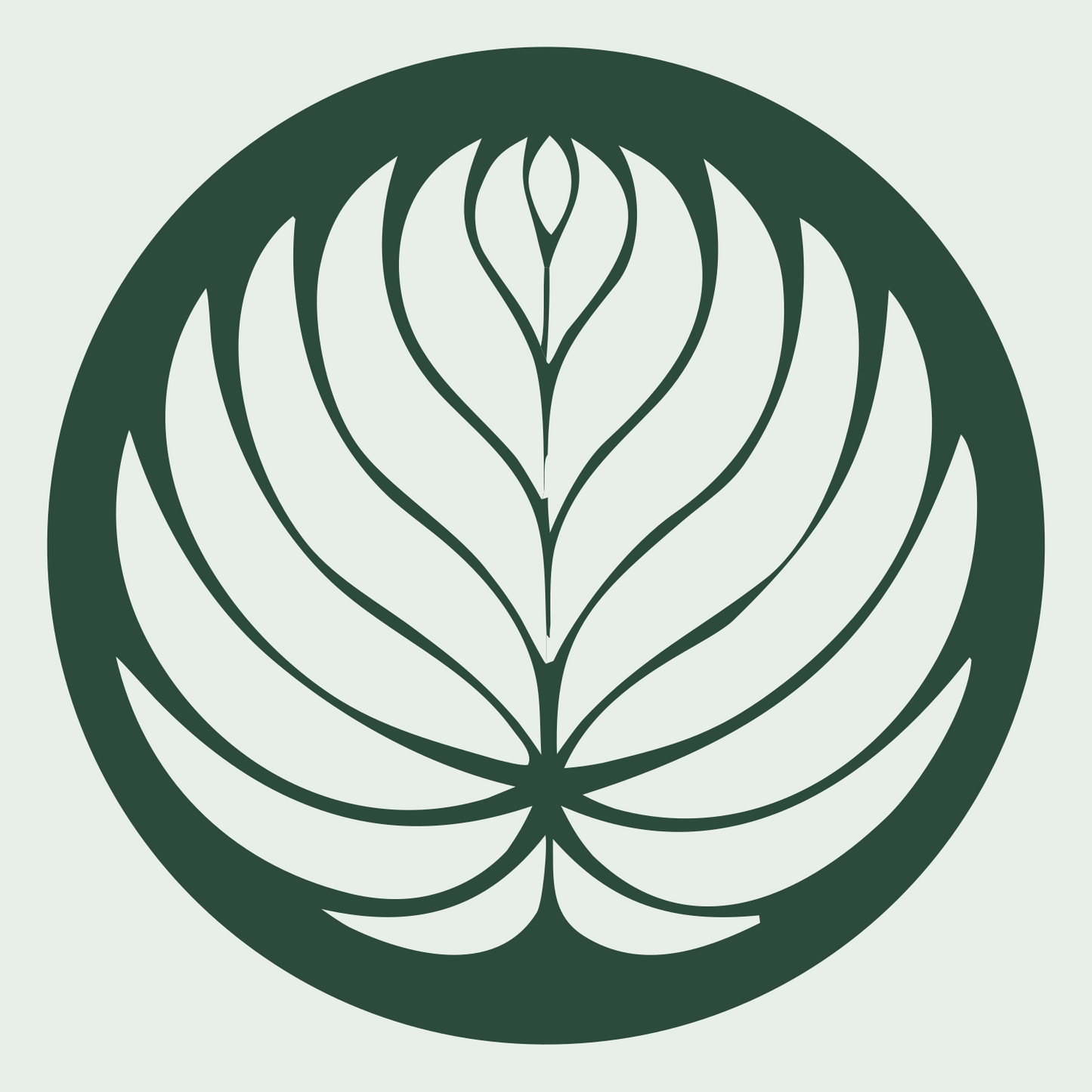 Negative Space Veined Leaf Lotus Emblem #e8efe9/#2d4a3e