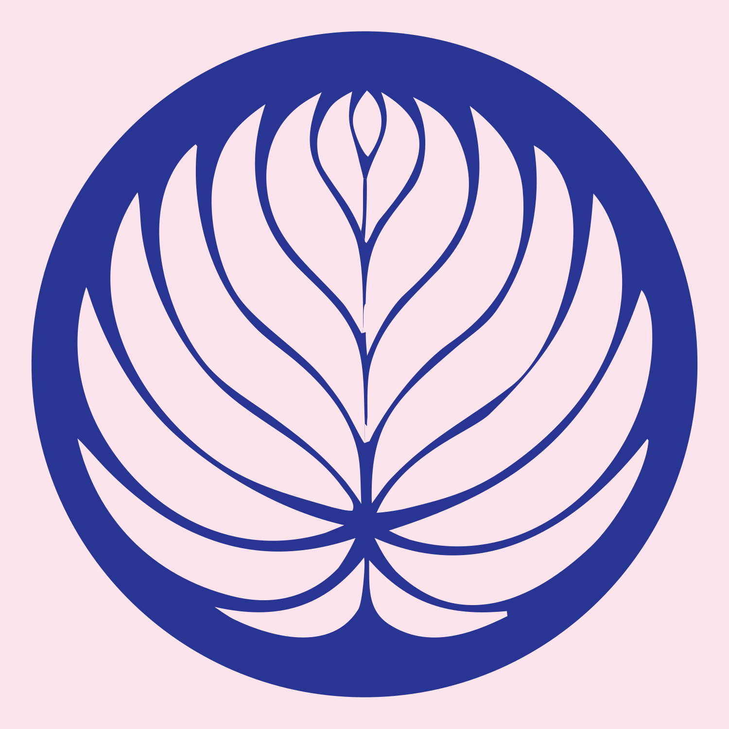 Negative Space Veined Leaf Lotus Emblem #fce4ec/#283593
