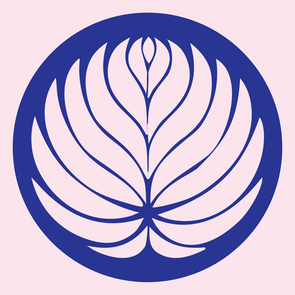 Negative Space Veined Leaf Lotus Emblem #fce4ec/#283593