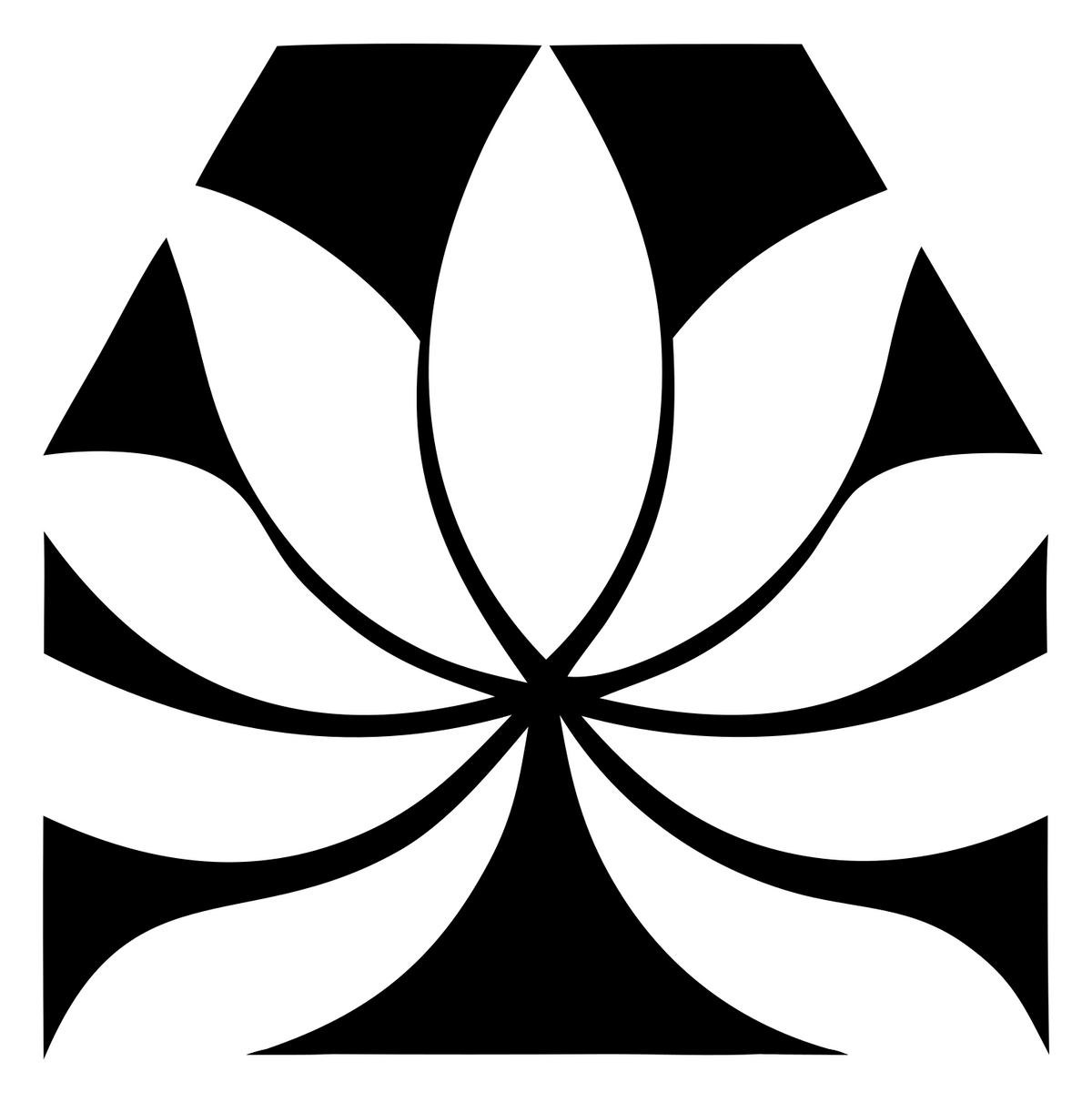 Negative Space Tiered Petal Lotus Crest #ffffff/#000000