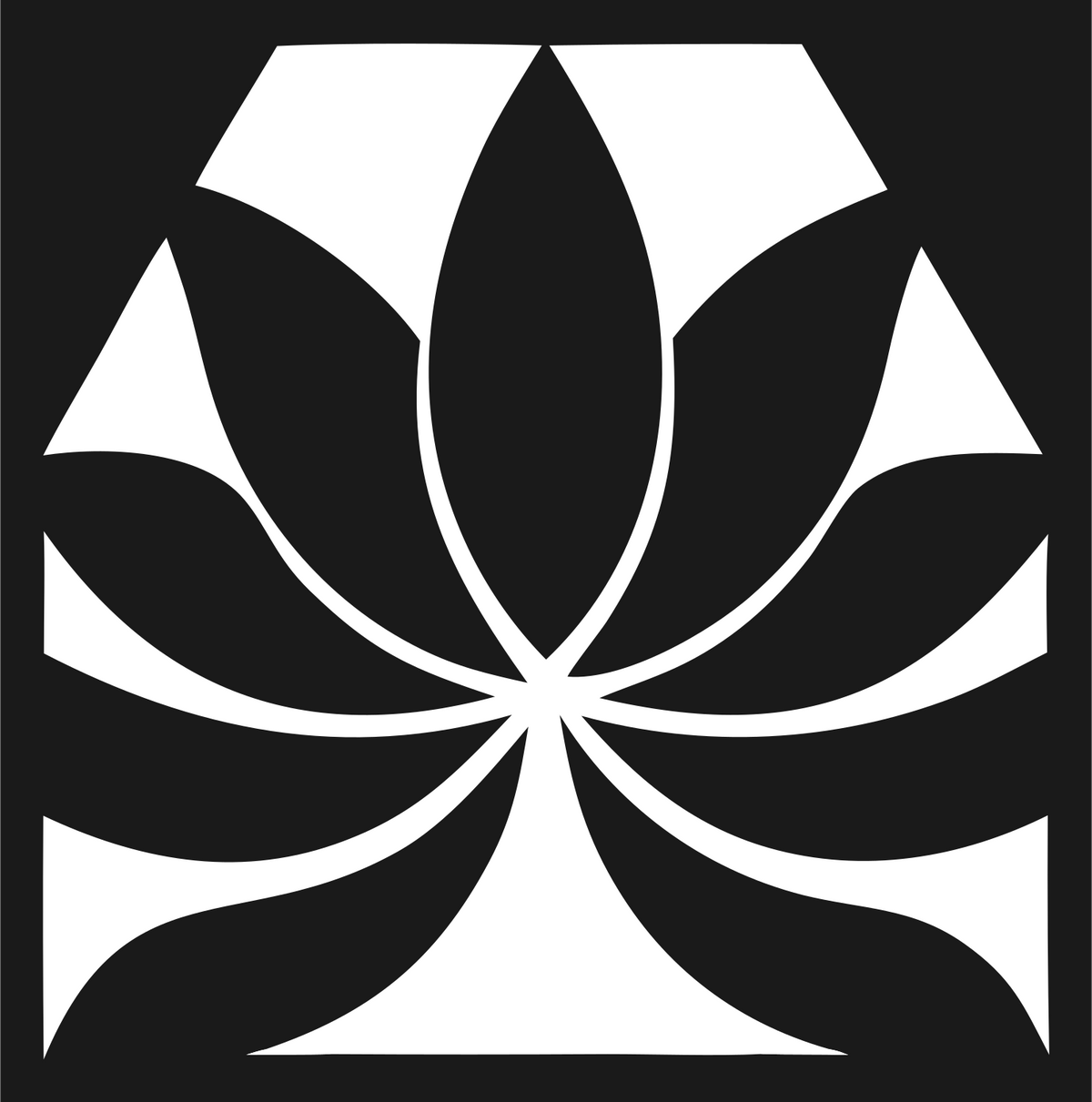 Negative Space Tiered Petal Lotus Crest #1a1a1a/#ffffff
