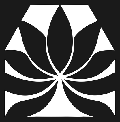 Negative Space Tiered Petal Lotus Crest #1a1a1a/#ffffff