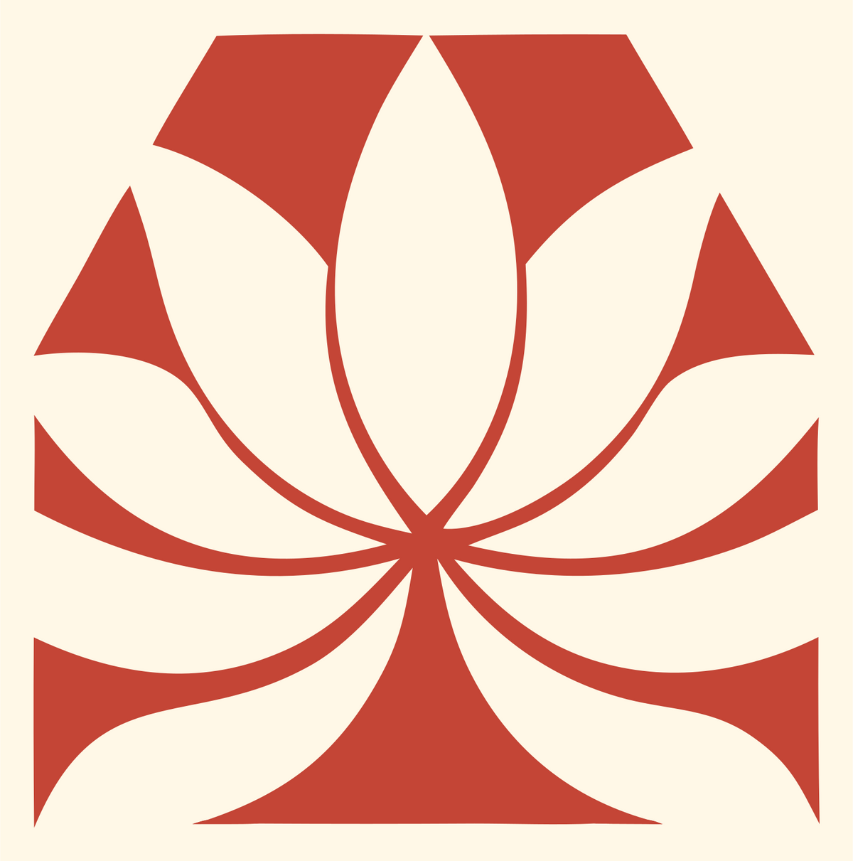 Negative Space Tiered Petal Lotus Crest #fff8e7/#c44536