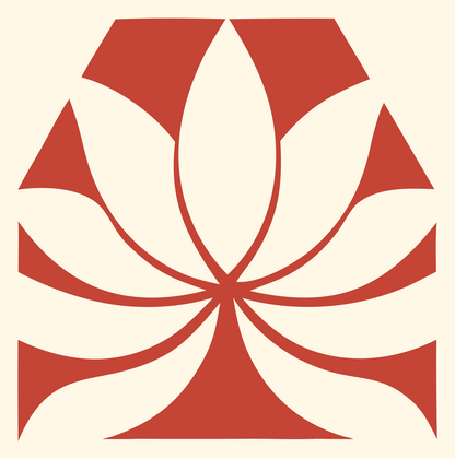 Negative Space Tiered Petal Lotus Crest #fff8e7/#c44536