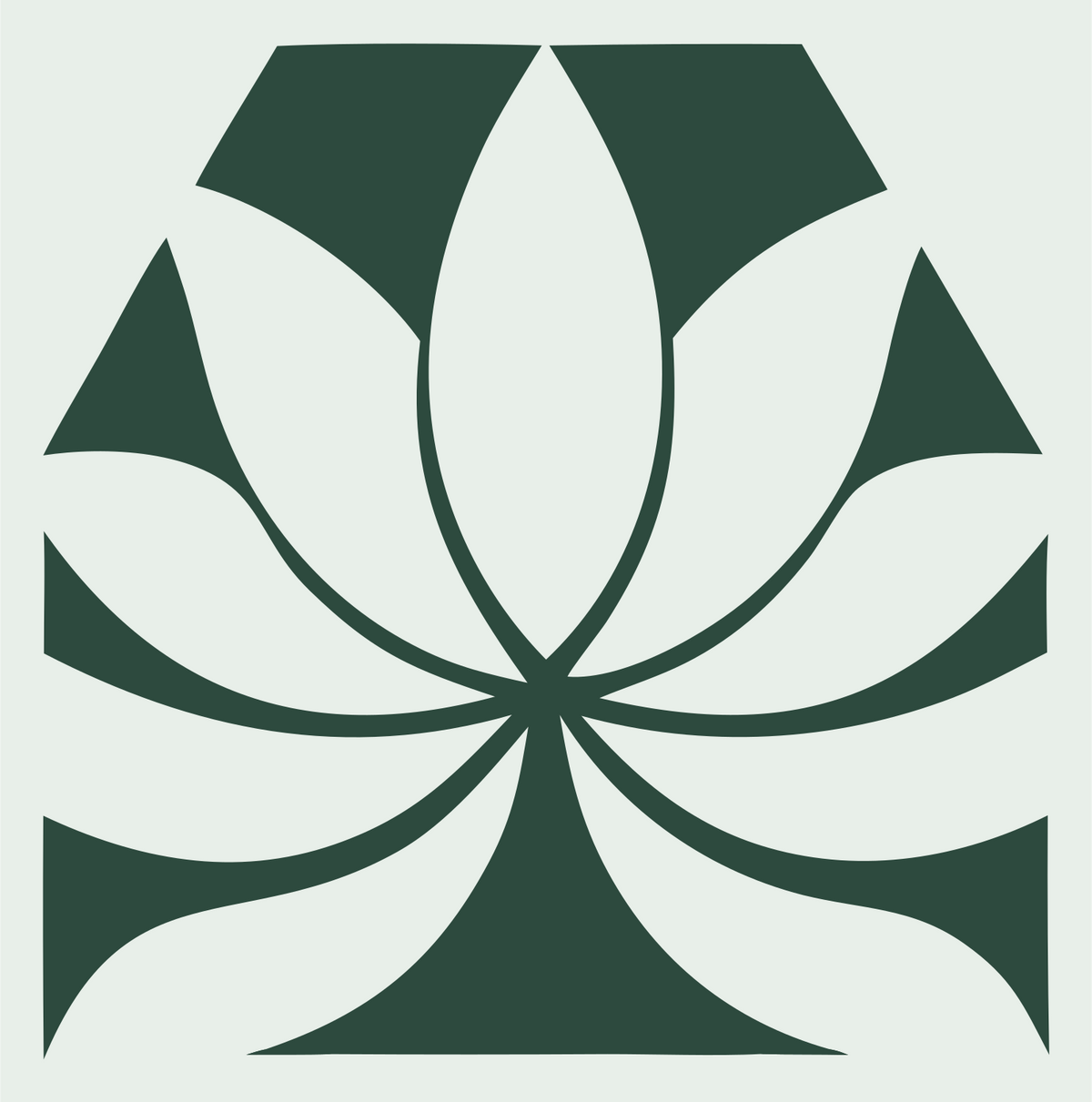 Negative Space Tiered Petal Lotus Crest #e8efe9/#2d4a3e