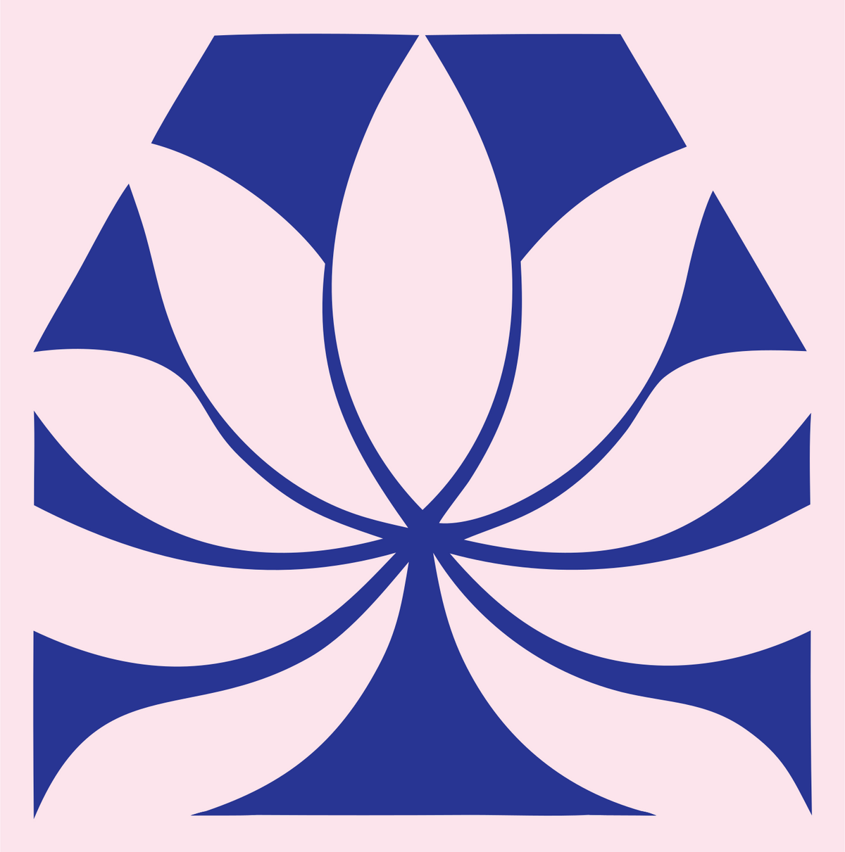 Negative Space Tiered Petal Lotus Crest #fce4ec/#283593