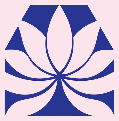Negative Space Tiered Petal Lotus Crest #fce4ec/#283593