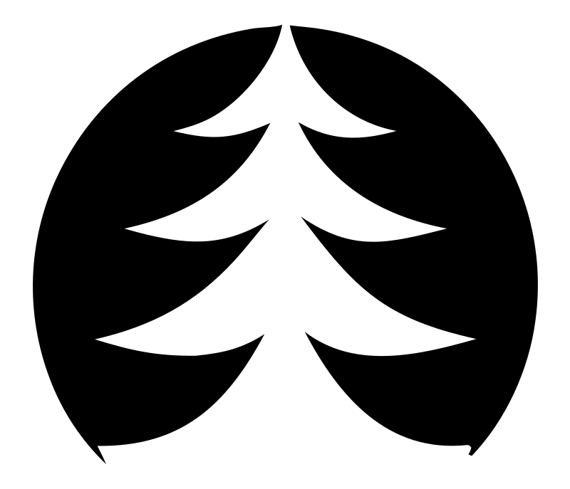 Negative Space Circle Pine Tree Emblem