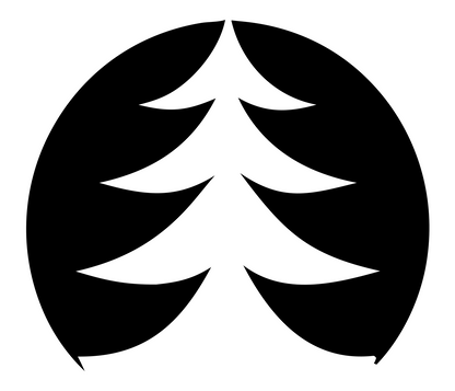 Negative Space Circle Pine Tree Emblem #ffffff/#000000