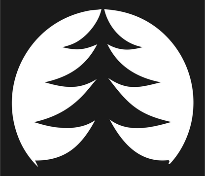 Negative Space Circle Pine Tree Emblem #1a1a1a/#ffffff