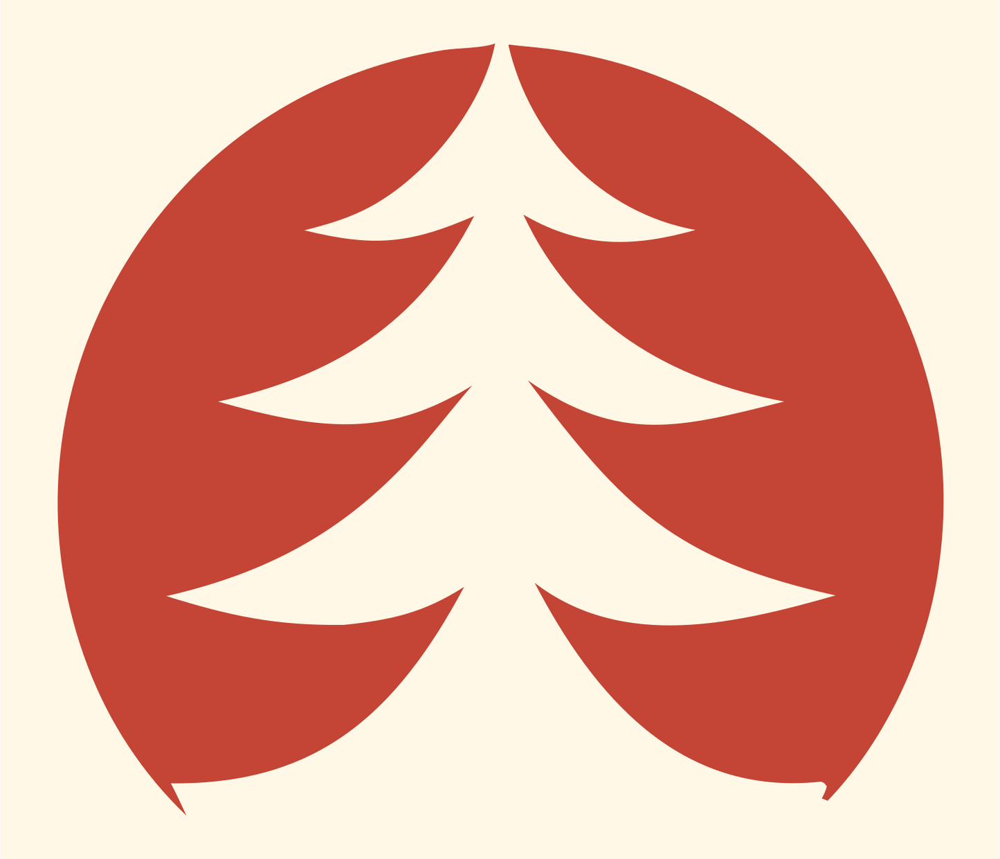 Negative Space Circle Pine Tree Emblem #fff8e7/#c44536