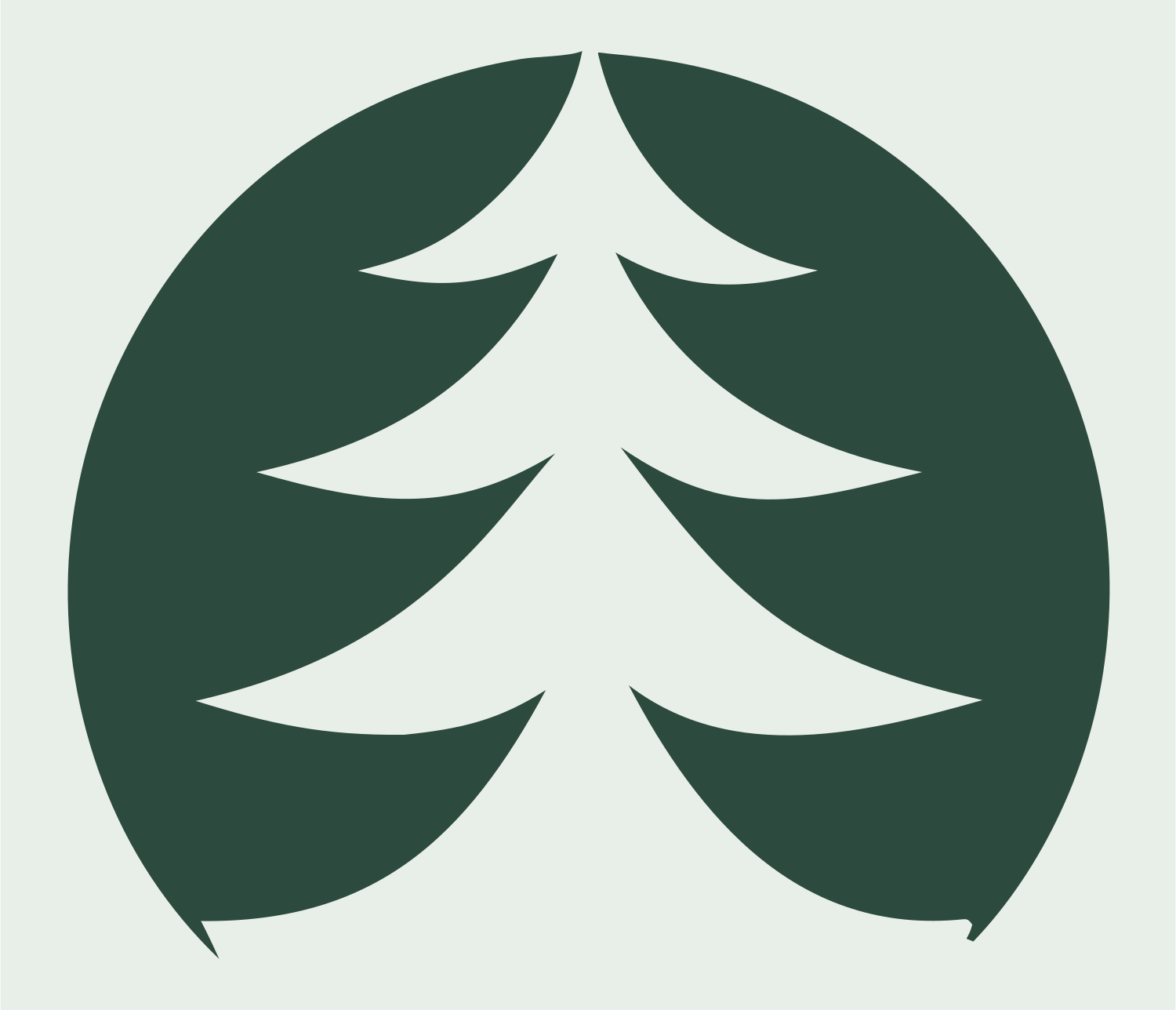 Negative Space Circle Pine Tree Emblem #e8efe9/#2d4a3e