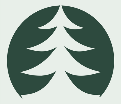 Negative Space Circle Pine Tree Emblem #e8efe9/#2d4a3e