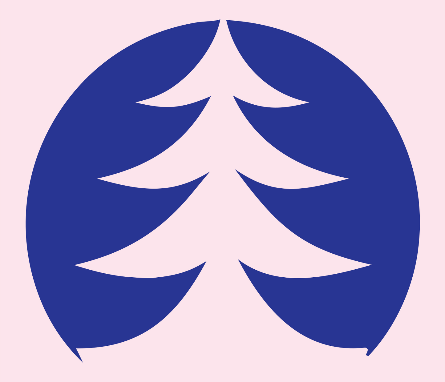 Negative Space Circle Pine Tree Emblem #fce4ec/#283593