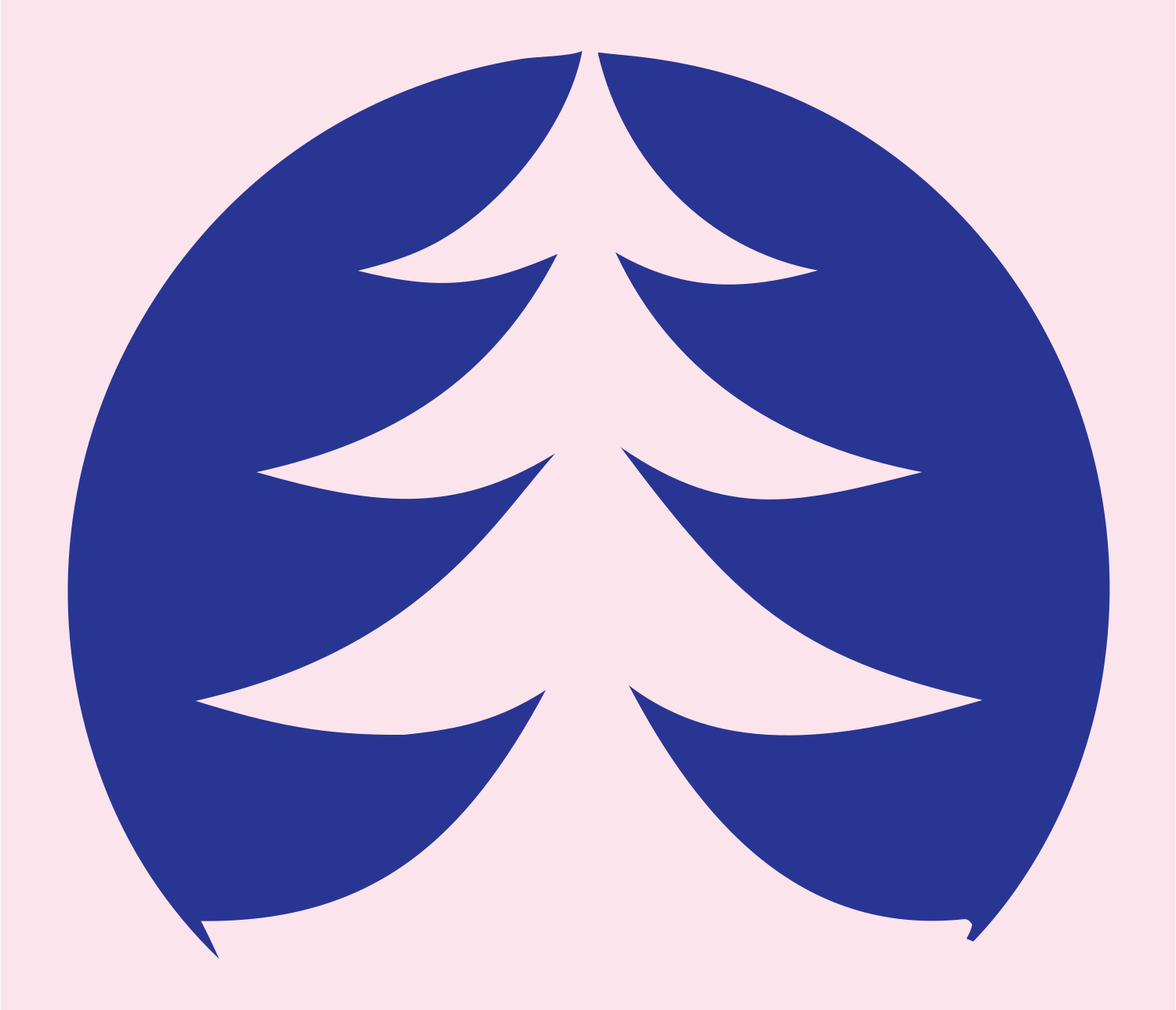Negative Space Circle Pine Tree Emblem #fce4ec/#283593