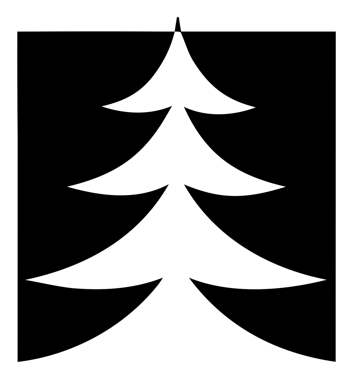 Negative Space Swooping Evergreen Square Mark #ffffff/#000000