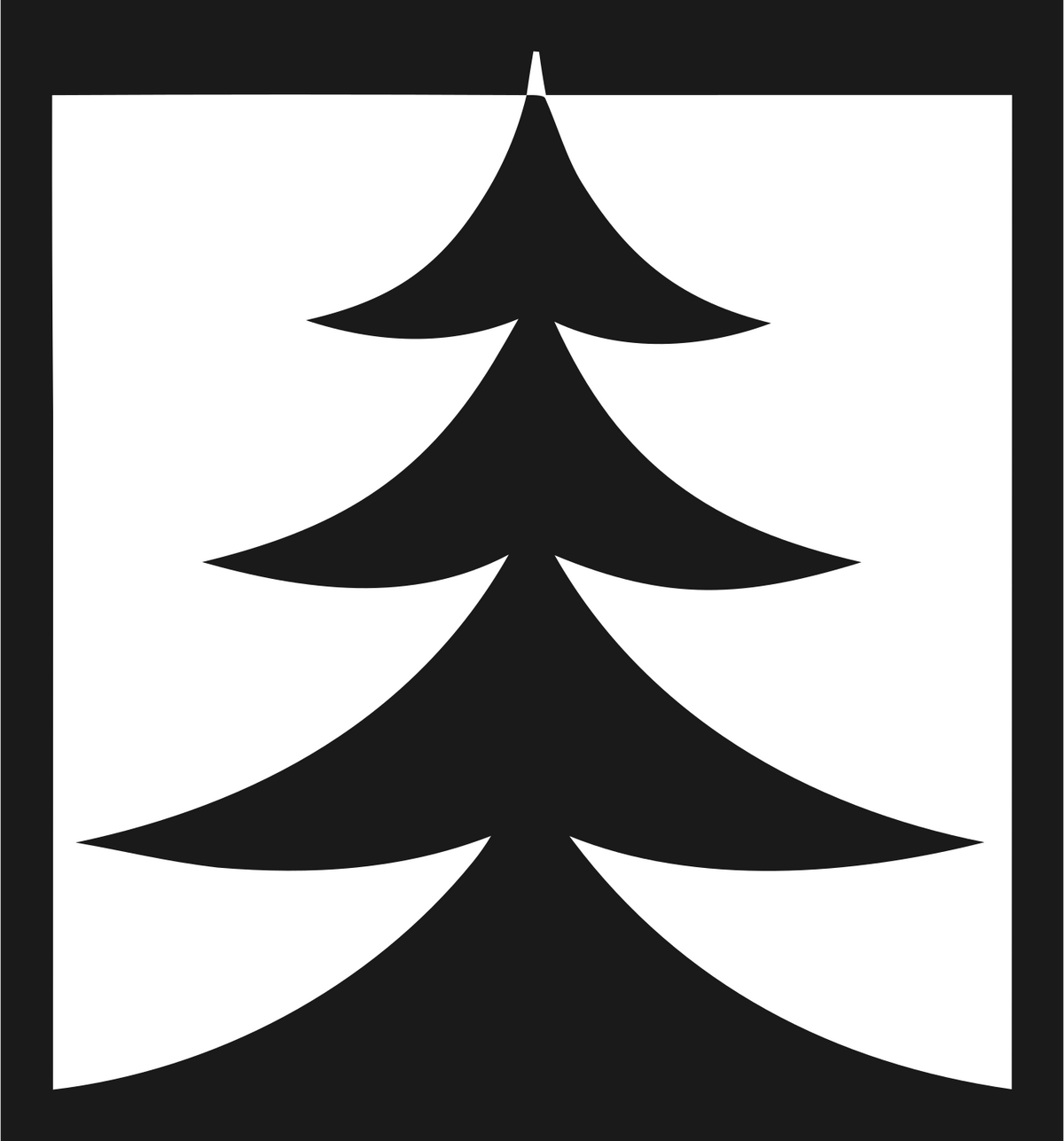 Negative Space Swooping Evergreen Square Mark #1a1a1a/#ffffff