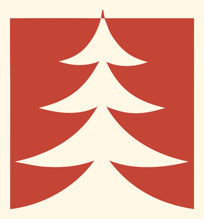 Negative Space Swooping Evergreen Square Mark #fff8e7/#c44536