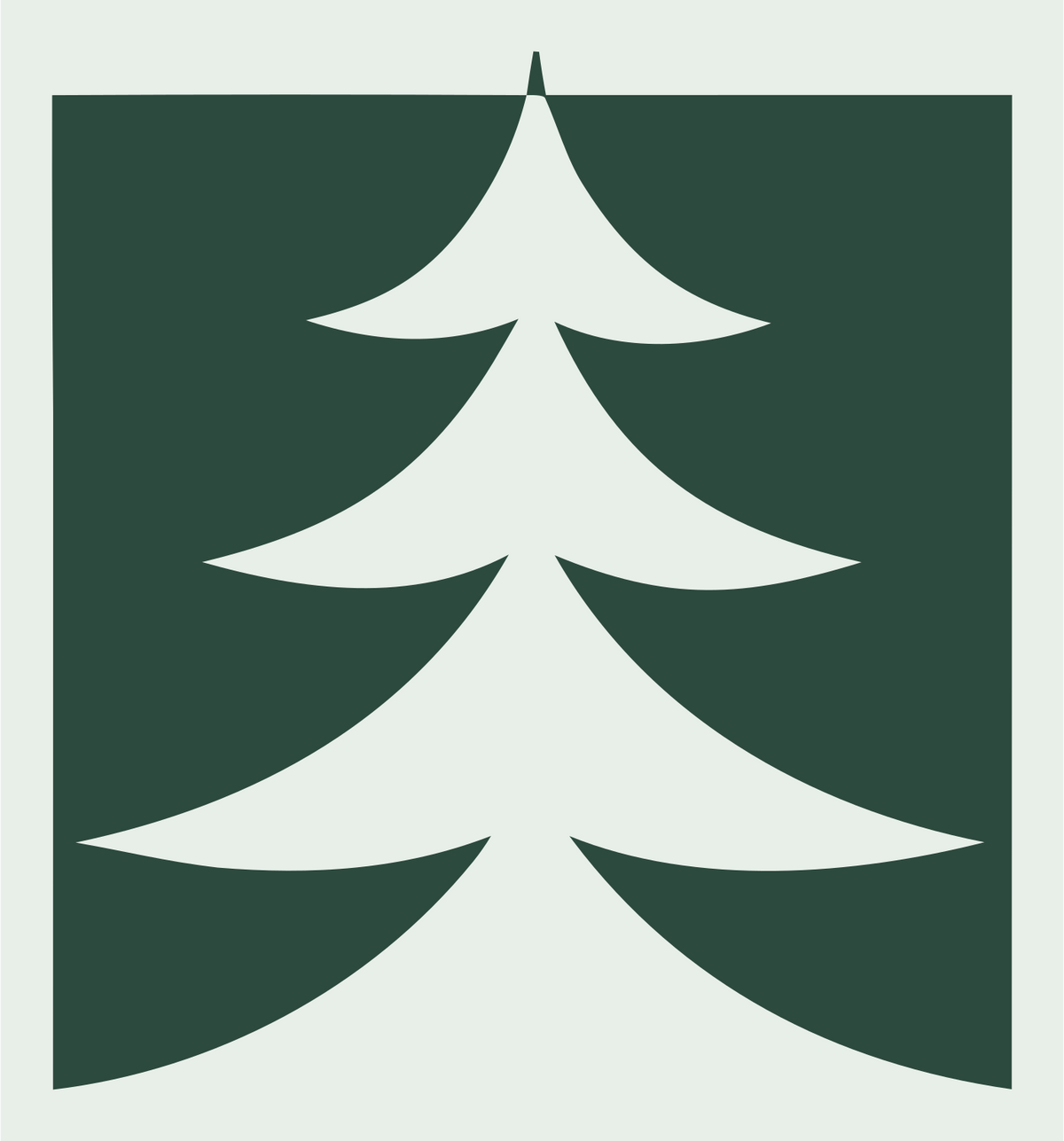 Negative Space Swooping Evergreen Square Mark #e8efe9/#2d4a3e