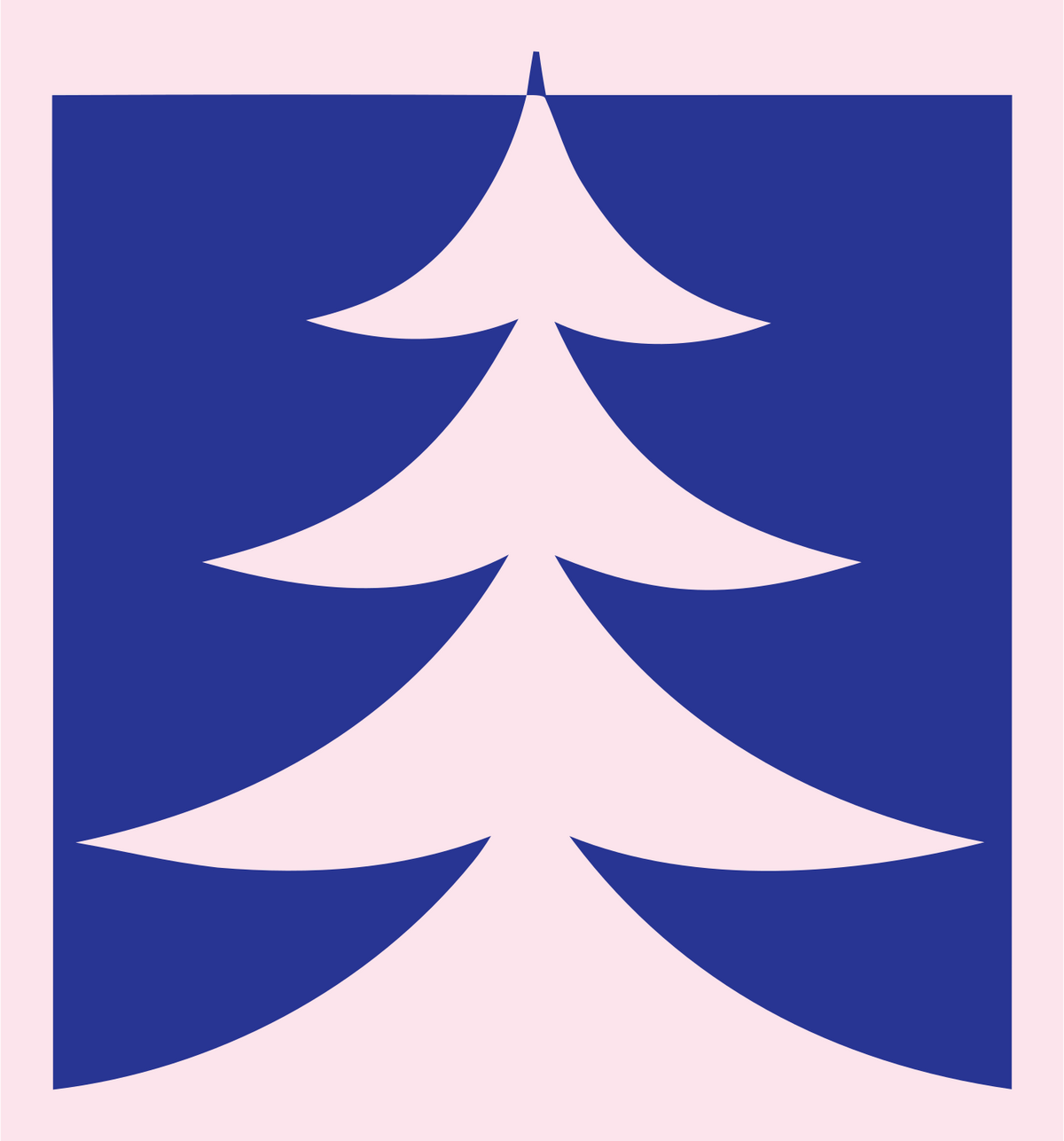 Negative Space Swooping Evergreen Square Mark #fce4ec/#283593
