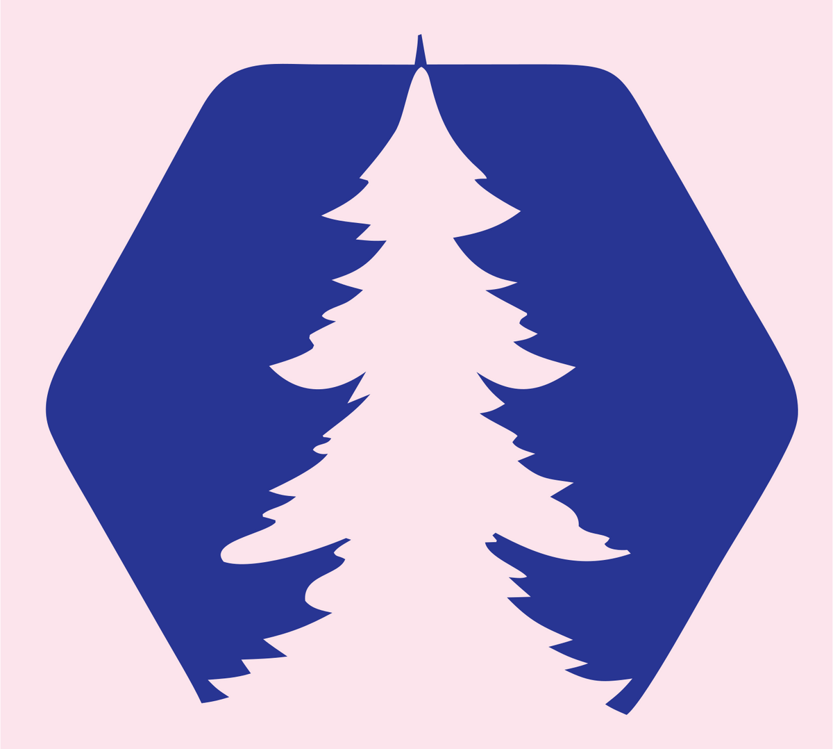 Negative Space Hexagon Evergreen Forest Badge #fce4ec/#283593