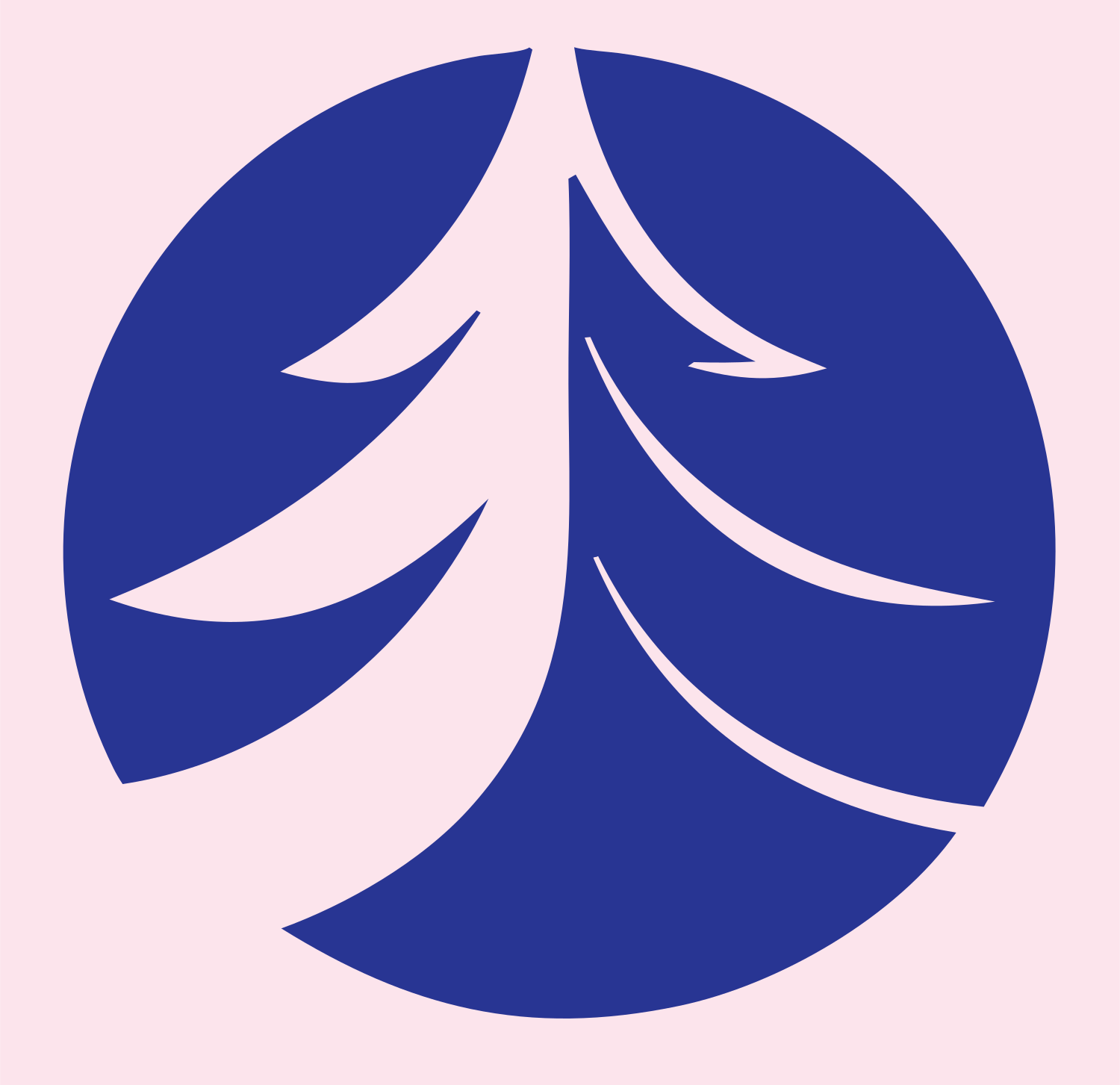 Negative Space Sweeping Branches Pine Crest #fce4ec/#283593