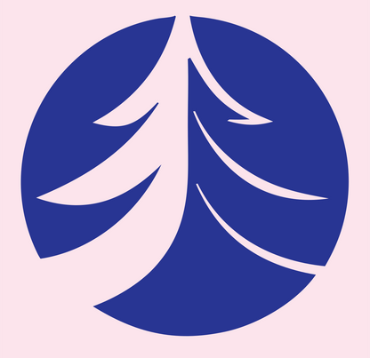 Negative Space Sweeping Branches Pine Crest #fce4ec/#283593