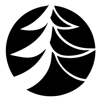 Negative Space Layered Boughs Pine Circle Mark #ffffff/#000000