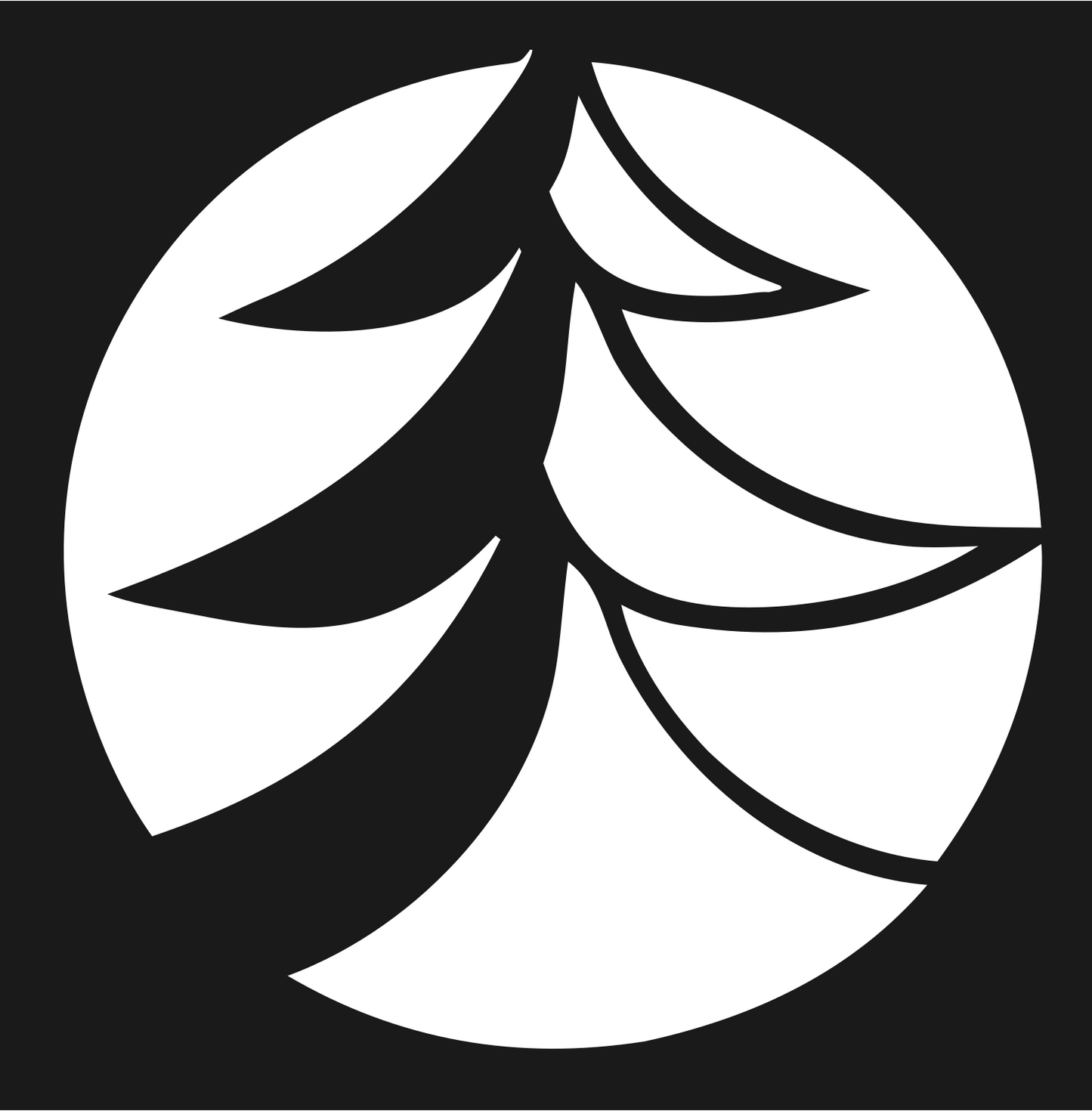 Negative Space Layered Boughs Pine Circle Mark #1a1a1a/#ffffff