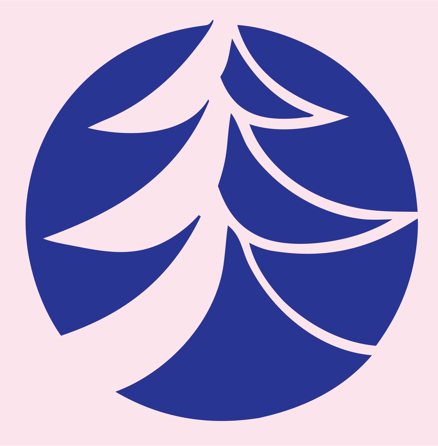 Negative Space Layered Boughs Pine Circle Mark #fce4ec/#283593