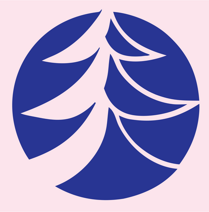 Negative Space Layered Boughs Pine Circle Mark #fce4ec/#283593