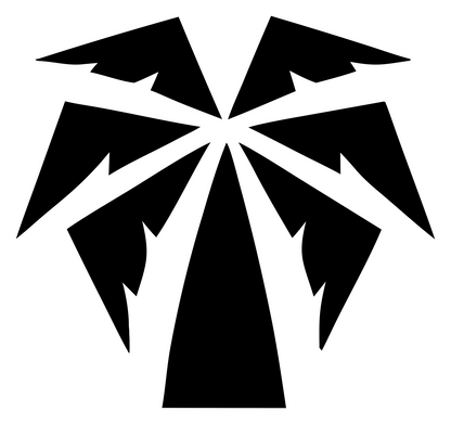 Jagged Burst Frond Palm Tree Emblem #ffffff/#000000