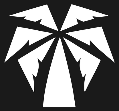 Jagged Burst Frond Palm Tree Emblem #1a1a1a/#ffffff