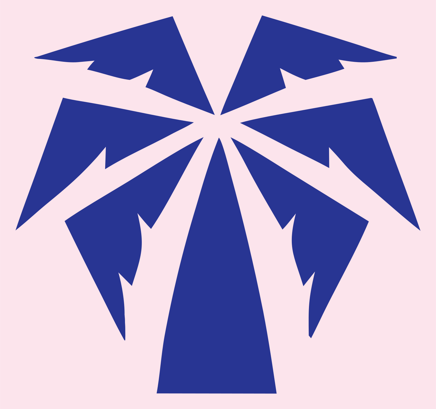 Jagged Burst Frond Palm Tree Emblem #fce4ec/#283593