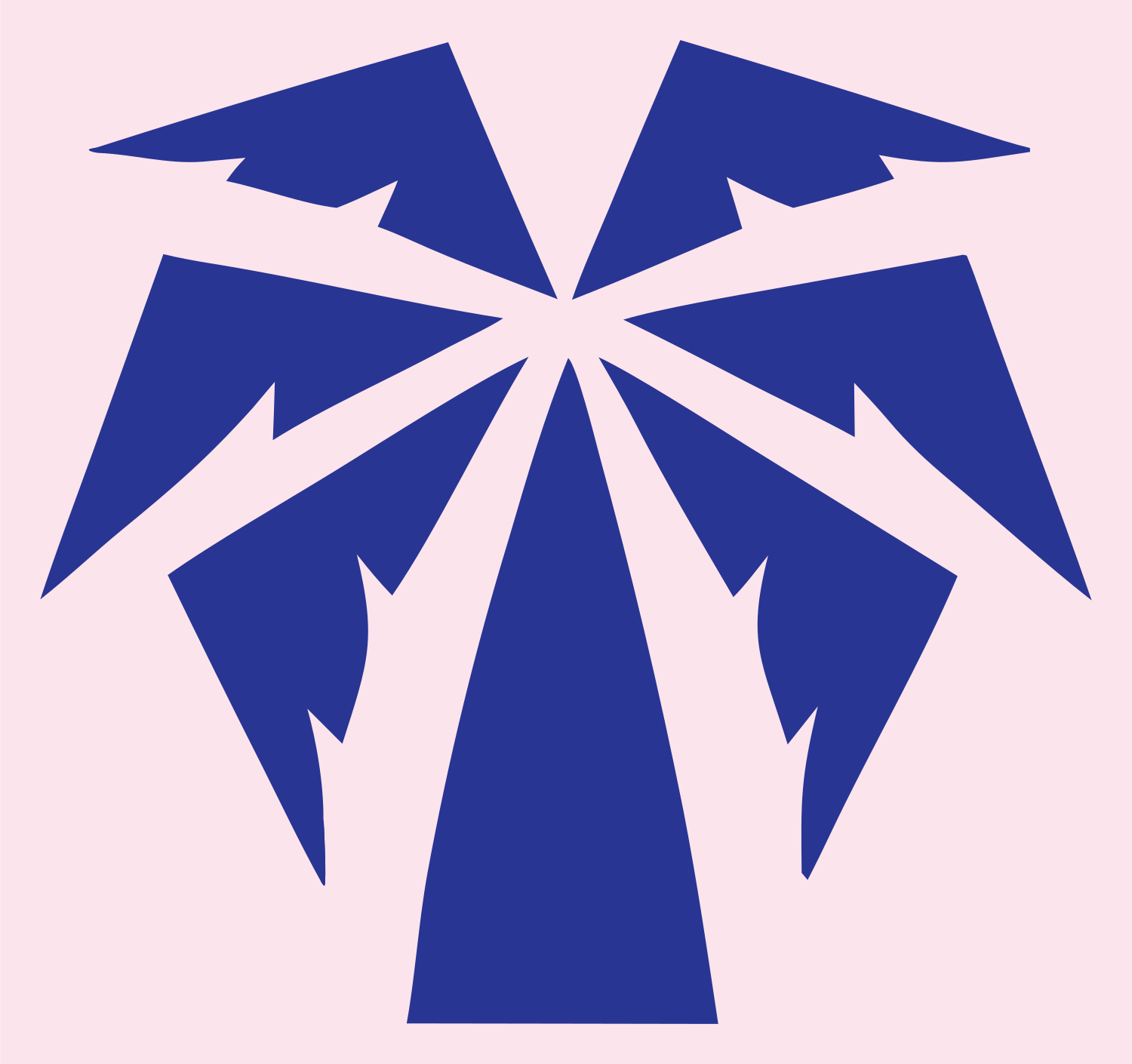 Jagged Burst Frond Palm Tree Emblem #fce4ec/#283593