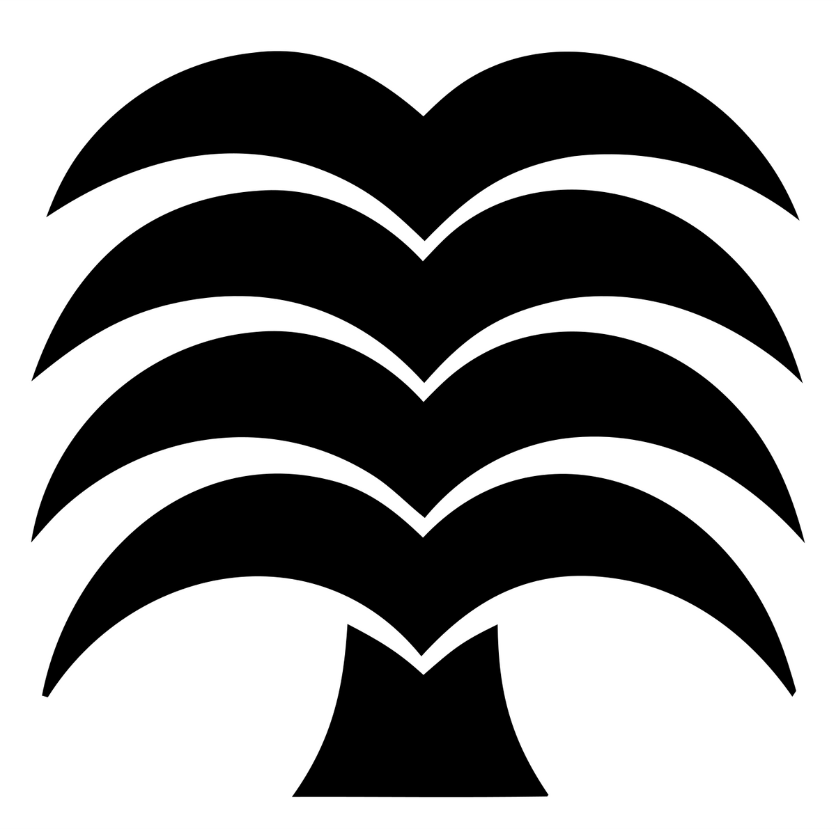 Stacked Layered Frond Palm Tree Crest #ffffff/#000000