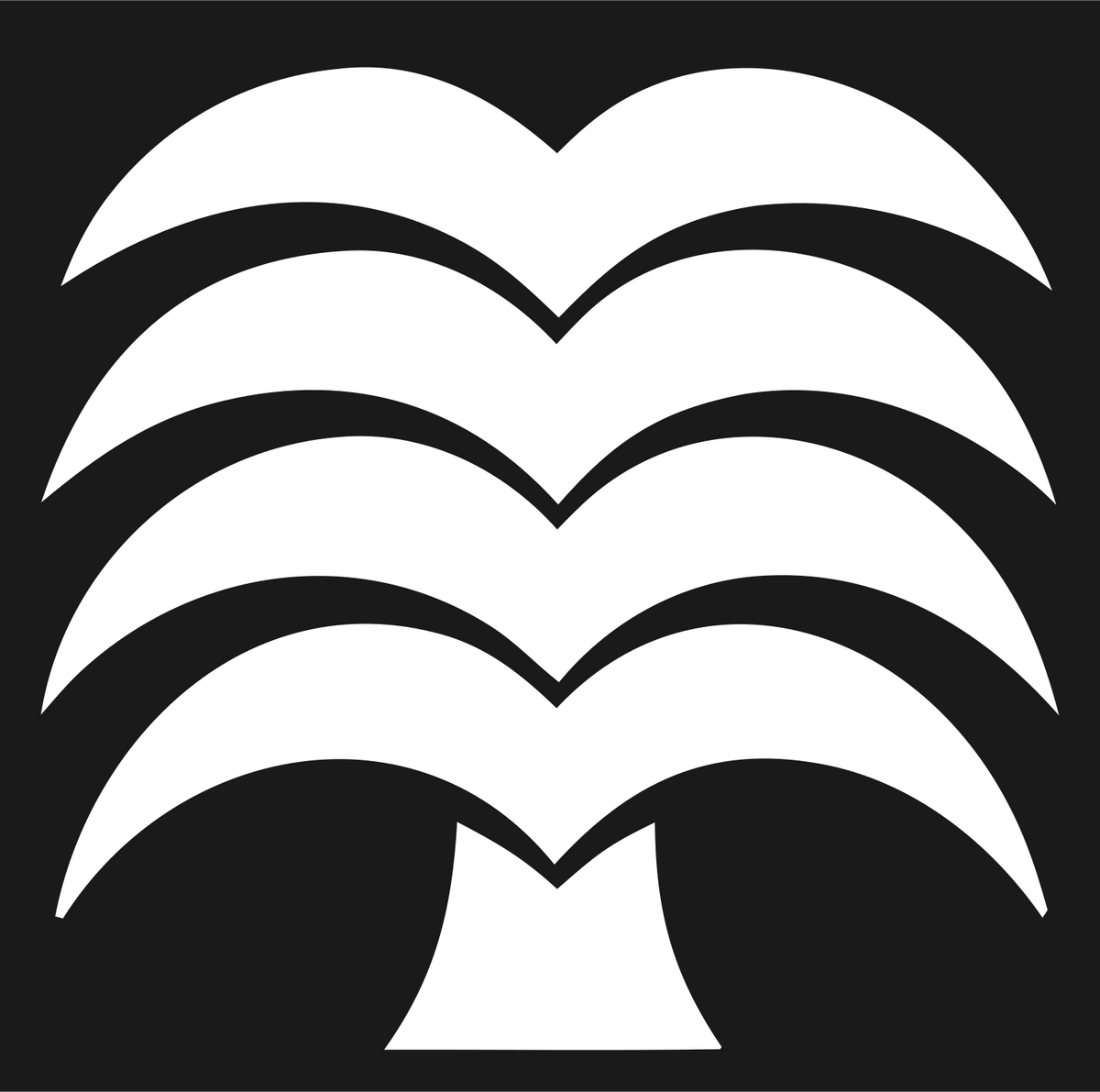 Stacked Layered Frond Palm Tree Crest #1a1a1a/#ffffff
