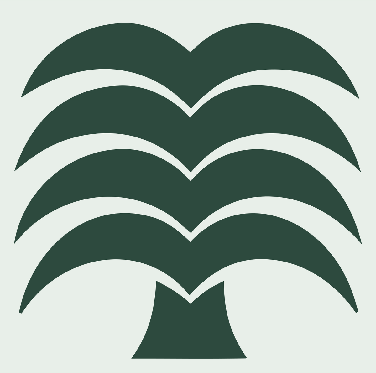 Stacked Layered Frond Palm Tree Crest #e8efe9/#2d4a3e