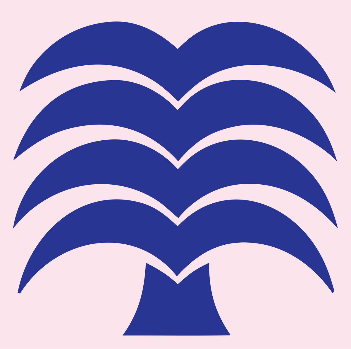 Stacked Layered Frond Palm Tree Crest #fce4ec/#283593