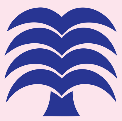 Stacked Layered Frond Palm Tree Crest #fce4ec/#283593