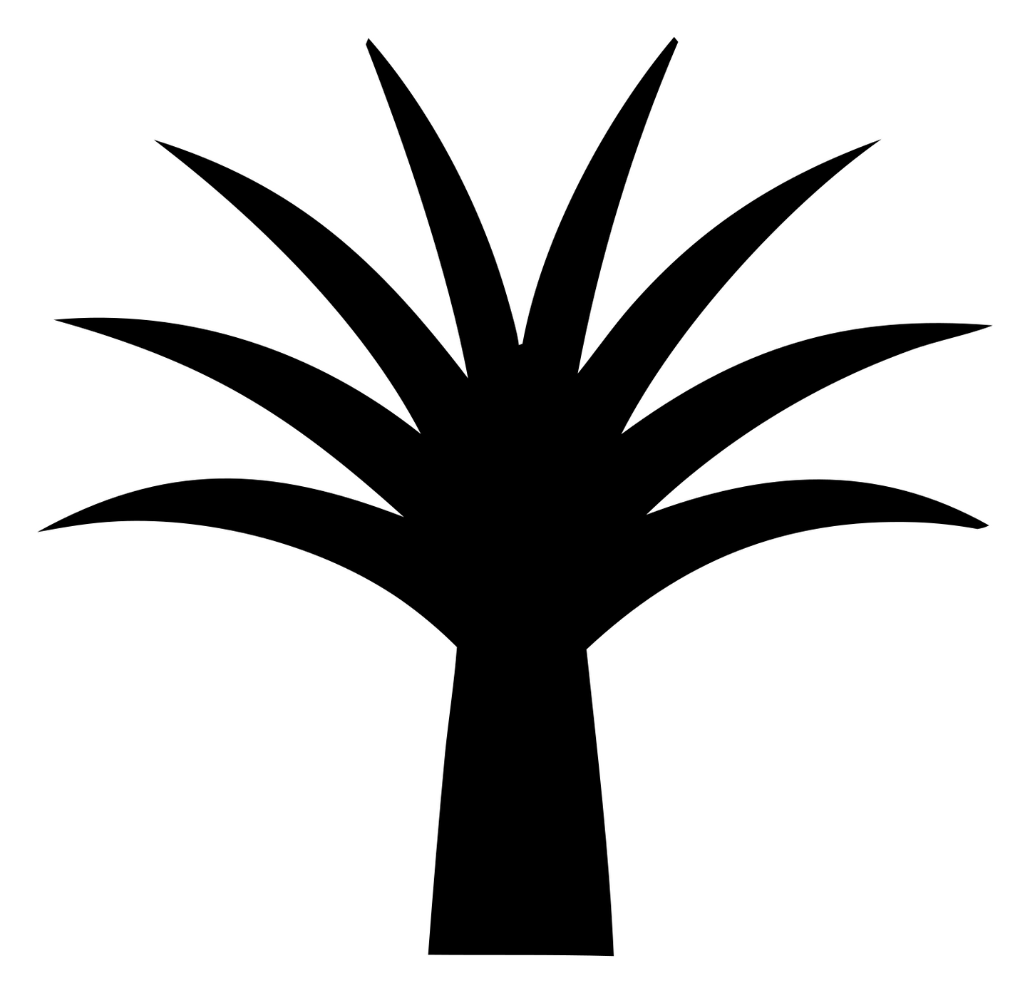 Palm Frond Radiating Tropical Icon #ffffff/#000000