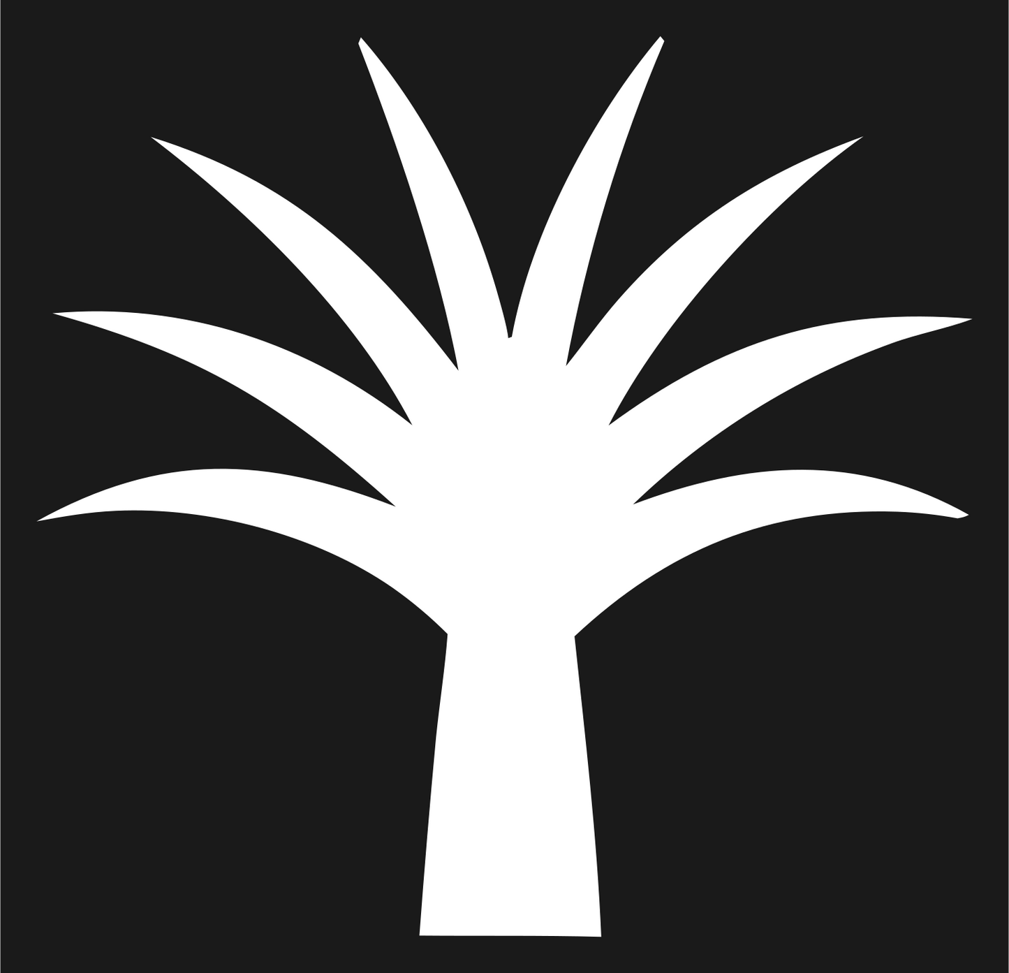 Palm Frond Radiating Tropical Icon #1a1a1a/#ffffff