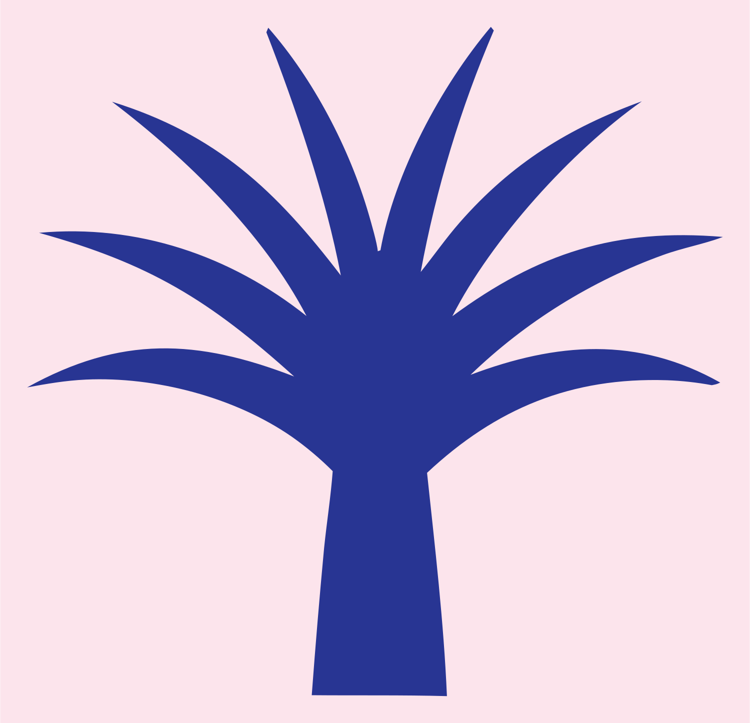 Palm Frond Radiating Tropical Icon #fce4ec/#283593